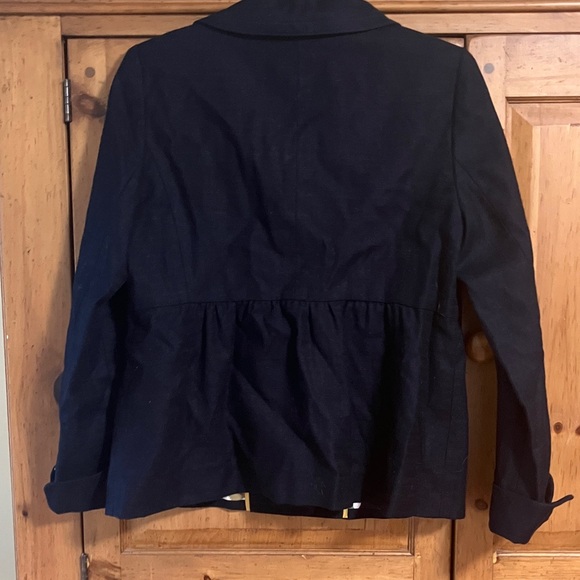 J. Crew Black Pea Coat with Colorful Lining - Picture 2 of 7